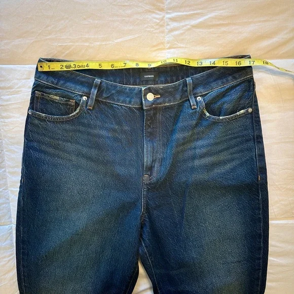 Express High-Waisted Dark Wash 50/50 Rigid Stretch 90s Skinny Jeans NWOT, 12R - Picture 3 of 5